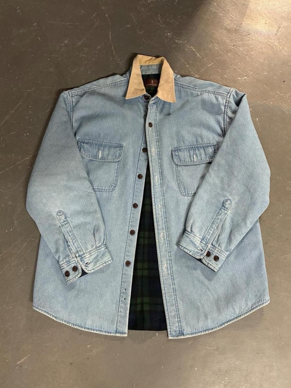 Lanesboro Men’s Large flannel lined button down heavy duty denim shirt jacket